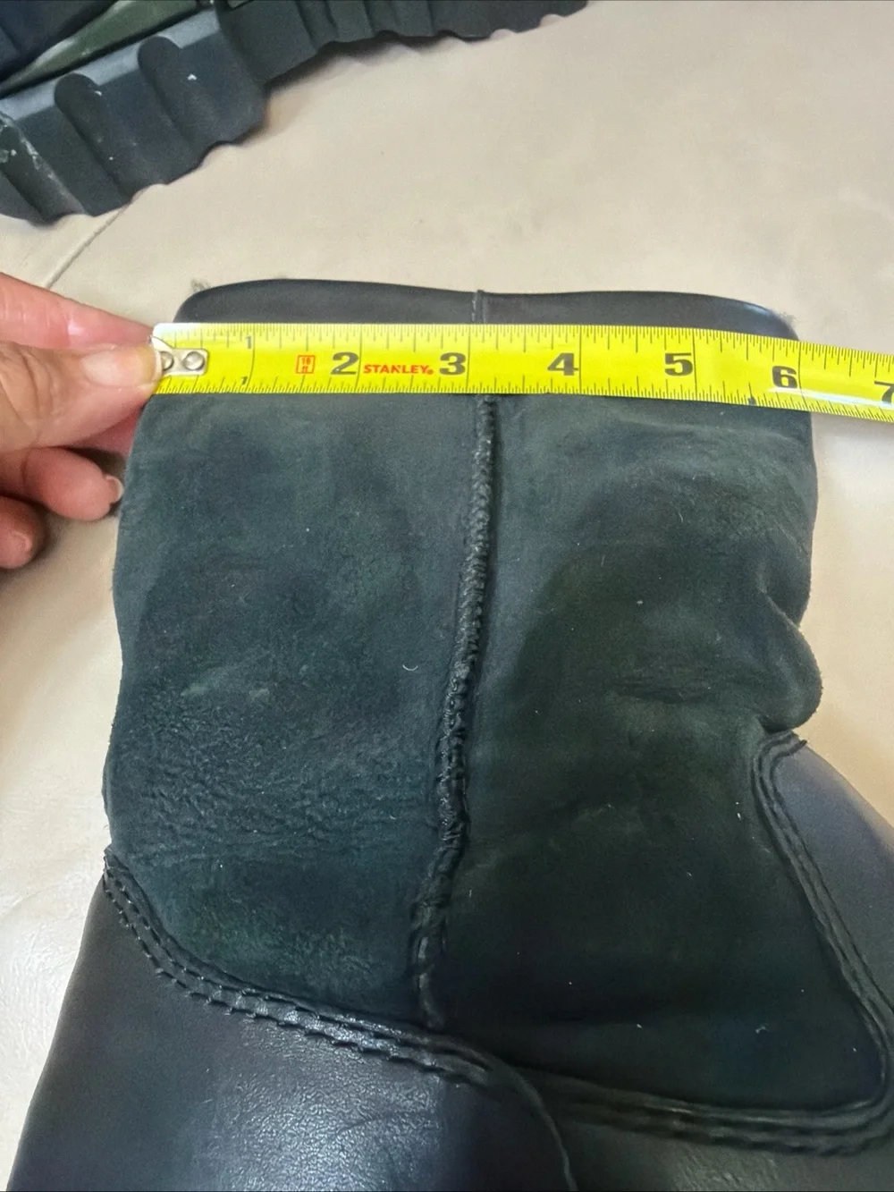 Women's Black Ugg Leather & Suede Mid-Calf Boot, Size 8